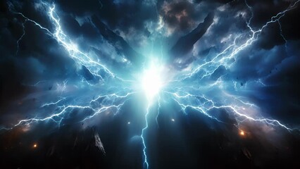 Wall Mural - electric arcs of jagged silver shot through the heavens forking and flaring as powerful energy surge