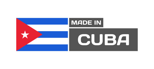 Wall Mural - Made in Cuba icon. Flat, flag of Cuba, made in icon, national flag of Cuba. Vector icon