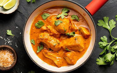 Wall Mural - Capture the essence of Butter Chicken in a mouthwatering food photography shot Generative AI