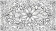 pattern with flowers black and white, coloring book page,  