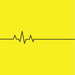 Black heartbeat line icon on yellow background. pulse line. vector
