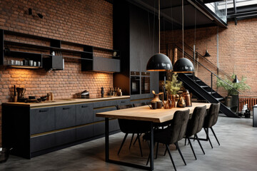 Wall Mural - Modern nordic kitchen in loft apartment