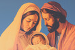 Illustration of Nativity scene Mary and Joseph with Baby Jesus