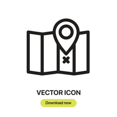 Leinwandbilder - Map icon vector. Linear-style sign for mobile concept and web design. Map symbol illustration. Pixel vector graphics - Vector.	