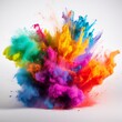 Powder explosion. Abstract colorful dust on background.