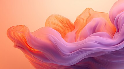  a computer generated image of a flowing pink and orange liquid on a peach background with a light orange back ground.