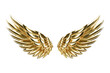 3d Golden wings, gold bird feather angel wings isolated on transparent background - Generative AI