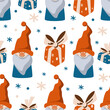 christmas pattern with dwarves  with gifts vector picture