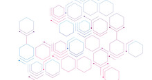 Abstract Hexagon Background With Blue And Pink Gradient Color Molecule Structure