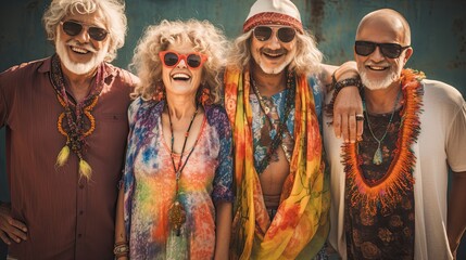 Wall Mural - Senior men hippies