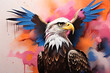 Adler vor einem farbigen Hintergrund mit Flügeln. Predetor, Raubtier der Lüfte