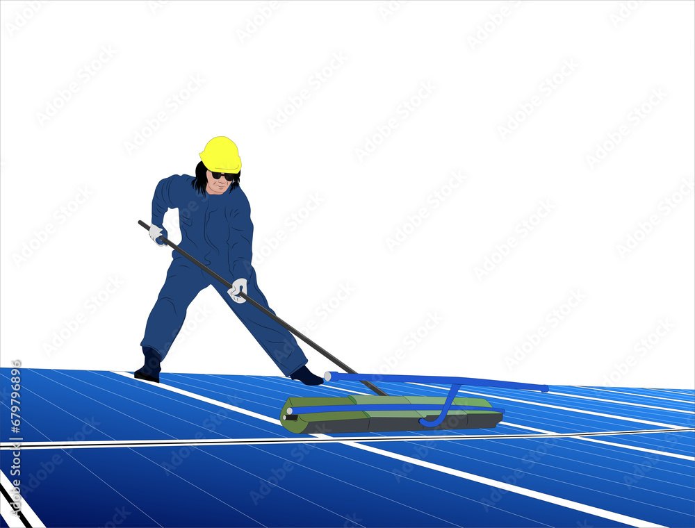 Solar panel maintenance labor working Male technician in industry ...