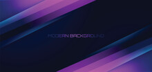 Modern Futuristic Dark Blue And Purple Geometric Diagonal Glowing Neon Line Abstract Background With Dynamic Shapes Shadow. Website Landing Page Template Design