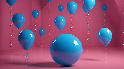 Wall Mural - blue balloons with a blue Monday theme