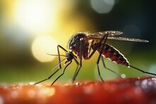 Macro Photo Of Mosquito Sucking Blood