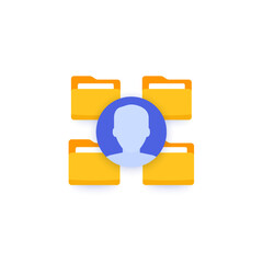 Sticker - Personal data in folders vector icon