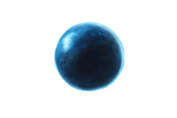 a high quality stock photograph of a single Blue neon planet isolated on a white background