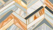 Abstract art deco background, wallpaper, minimalist geometric pattern, modern mosaic inlay, texture of bright multicolored marble agate and gold, stone, marbled tile, minimal. Generative AI, AI