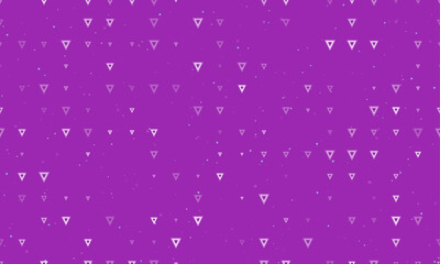 Wall Mural - Seamless background pattern of evenly spaced white give way signs of different sizes and opacity. Vector illustration on purple background with stars