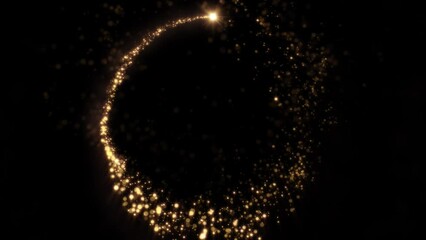 Wall Mural - loop animation of an elegant christmas shooting star moving in circles with a tail of gold particles