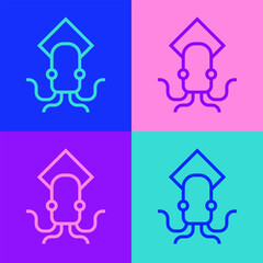 Wall Mural - Pop art line Octopus icon isolated on color background. Vector