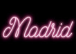 Madrid - city name -  neon tubular writing - pink color - black background changeable to other colors or transparent - ideal for menus, photos, boxes, advertising, presentations