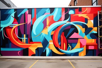 Wall Mural - Financial Fusion: Immersive street art blending dollar signs, stock charts with bold, abstract twists and vibrant colors. Captures the financial world's essence in a thrilling, contemporary manner