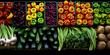 AI Generated. AI Generative. Many different fresh eco organic vegetables products on shelf store market grocery shop background. Graphic Art