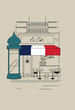 Le Café, Bistro, Paris, France, Building, Architecture With Morris Column Scene