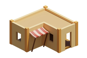 Desert House isometric. 3d rendering.