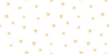 Golden Glitter Stars Seamless Texture, Simple Vector Yellow Confetti On White Background. Festive Sparkling Minimalist Modern Texture