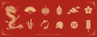 © Atstock Productions - Chinese lunar new year decoration element set on red background, vector illustration flat design