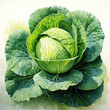 Watercolor Cabbage Clipart illustration Generative Ai