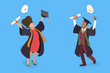 3D Isometric Flat Vector Illustration of Graduate People, University Students Graduation