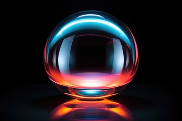 A colorful glass object on a black surface.