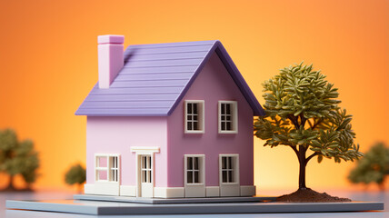 Wall Mural - miniature house model on the table