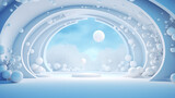Fototapeta Perspektywa 3d - Christmas background with snowflakes and balls. 3D illustration.