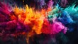 colorful colored powder exploding in the air above black background Generative AI