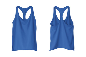 Wall Mural - Women's Blue Rib-Knit Racerback Cropped Tank Top