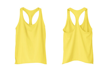 Wall Mural - Women's Yellow Rib-Knit Racerback Cropped Tank Top