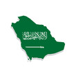Saudi arabia map with flag color vector. Simple map of Saudi arabia.