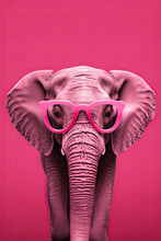Vibrant Pink Elephant Against A Pink Background