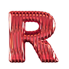 Red symbol with vertical ribs. letter r