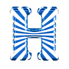 White symbol with blue straps. letter h