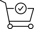 © Диля Альмухамбетова - Shopping Cart by Checkmark Simple Outline Sign for Adverts. Suitable for books, stores, shops. Editable stroke in minimalistic outline style. Symbol for design