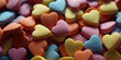 Heart-shaped sweets of various flavors.