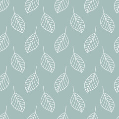 Wall Mural - leaf seamless pattern. repeating leaves green background. repeated nature patern for design prints. 