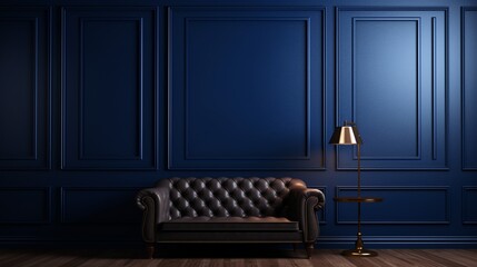 Wall Mural - A close-up HD capture of a wall covered in a rich, deep navy blue paint, providing a sense of sophistication and depth to the space.