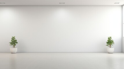 Wall Mural - An empty office space with a feature wall devoid of any decor or furnishings, presenting a blank canvas for your logo design.