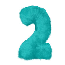 Symbol Made Of Turquoise Fur. Number 2